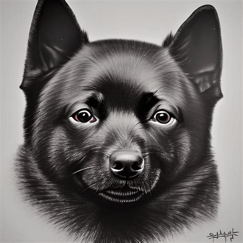 Schipperke Dog Face Pencil Drawing Hyper Realistic Banana Joe · Creative Fabrica