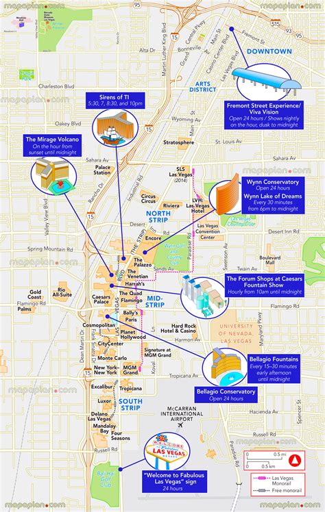 Las Vegas printable sightseeing map - Free hotel attractions times ...