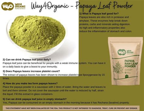 Papaya Leaf Powder 16 Ounces1 Pound Dried from Fresh Green | Etsy