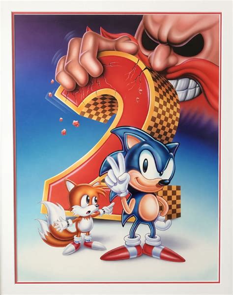 Sonic the Hedgehog 2 Video Game Promotional Box Art and Release Poster (Sega Genesis, Mega Drive ...