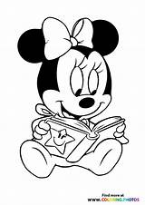 Minnie Mouse baby Reading  Coloring Pages For Kids sketch template