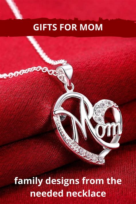 Mom Inscribed Heart Shaped Necklace Pendant With Swarovski Elements | Heart shaped necklace ...