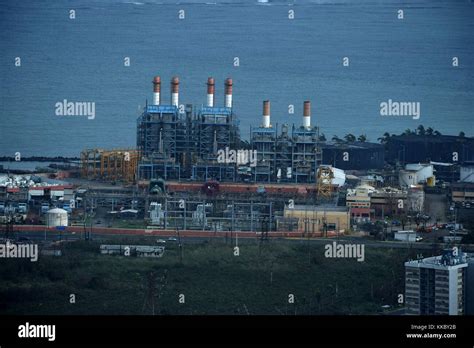 Aerial view of a damaged factory in the aftermath of Hurricane Maria September 26, 2017 in ...