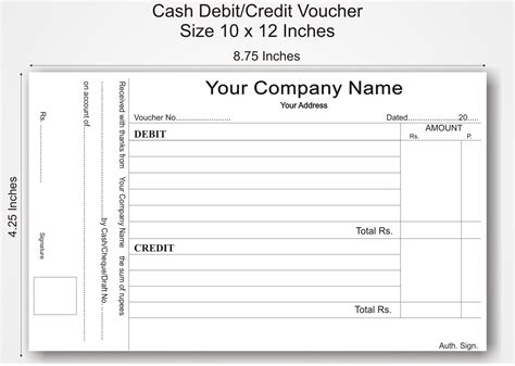 Cash Debit/Credit Voucher | for Company/Office/Shop Multipurpose