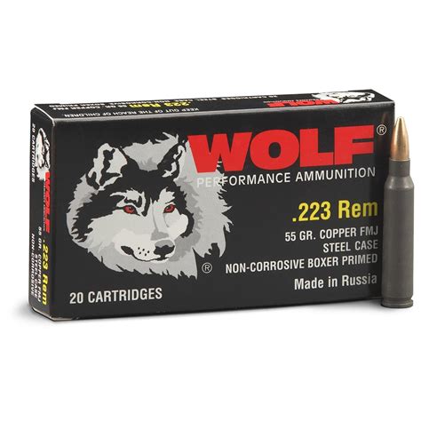 Wolf, .223, FMJ, 55 Grain, 500 Rounds - 222053, .223 Remington Ammo at Sportsman's Guide