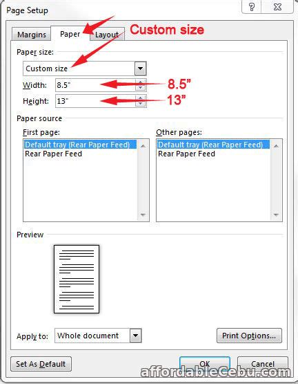 Size of Long Bond Paper in Microsoft Word in cm? - Computers, Tricks, Tips 30594