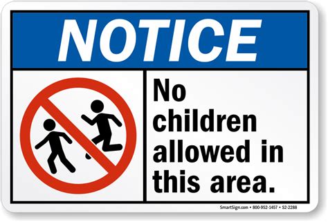 Notice No Children Allowed Sign, SKU: S2-2288