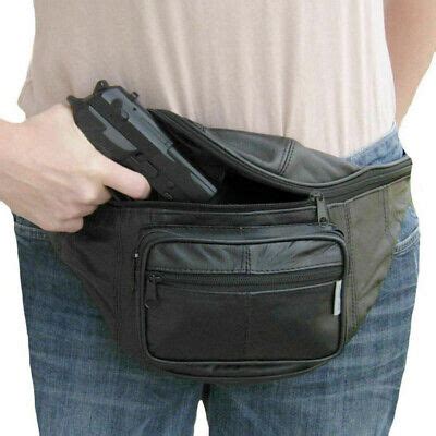 Black Leather Concealed Carry Weapon Fanny Pack Pistol Handgun Waist ...