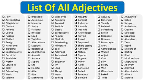 List Of Adjectives: A Huge List Of 1500 Adjective Examples, 43% OFF