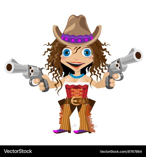 Cartoon character of wild west girl cowboy Vector Image