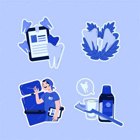 Free Vector | Dentist stickers collection