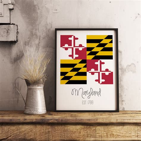 Maryland Flag Print Wall Decor Wall Art Downloadable Home - Etsy