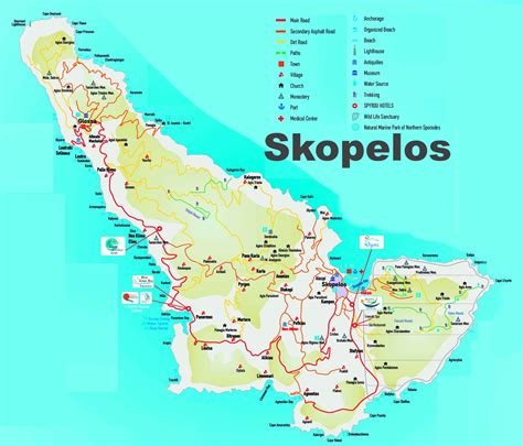 Skopelos sightseeing map - Ontheworldmap.com