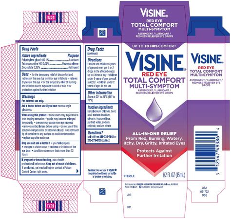 Visine Red Eye Total Comfort Multi-Symptom (solution/ drops) Johnson ...