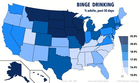 Binge drinking by state [OC] [1655x983] : r/MapPorn