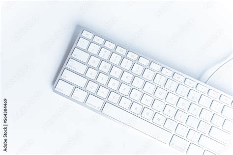 Keyboard White wireless computer keyboard isolated on white background ...