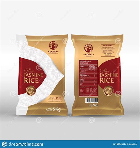 Rice Package Mockup Thailand Food Products, Vector Illustration Stock Vector - Illustration of ...