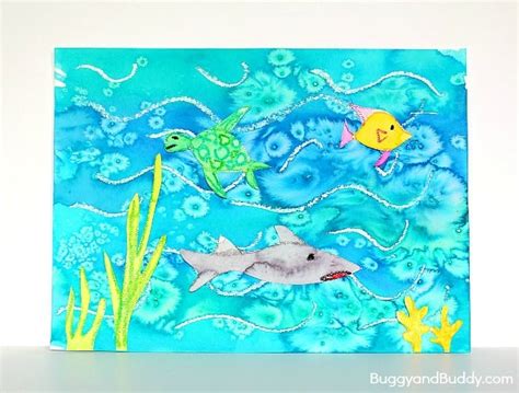 Cool Ocean Art Project for Kids Using Salt and Watercolor Paint - Buggy and Buddy