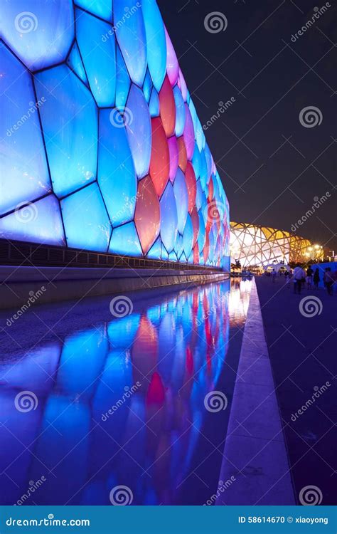 Birds Nest, Ice Cube Night View Stock Photo - Image of colors, beijing: 58614670