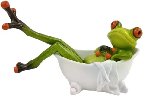 Amazon.com: MEDSOX Frog Figurines Statue Collectibles Toilet Bathroom Decor Gifts, Funny Frog ...