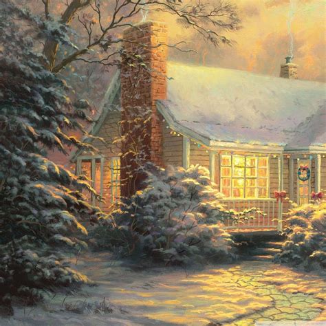 Christmas Cottage Paintings Wallpapers - Wallpaper Cave