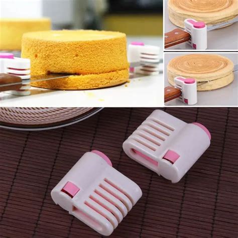 2pcs/Set 5 Layers Kitchen Bread Cake Leveler Slicer Cutter DIY Fixator Cake Tools Cutter For ...