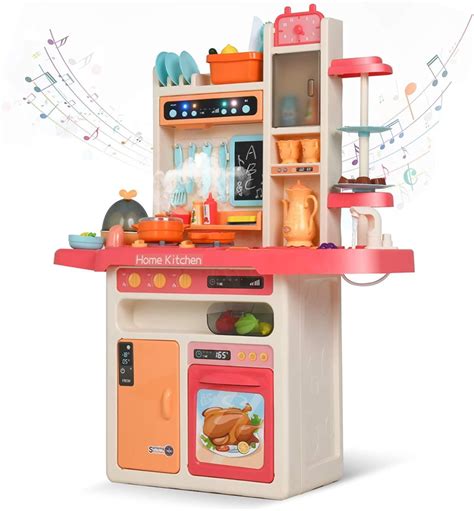 Uenjoy Kids Mini Kitchen Playset Plastic Pretend Play Kitchen with ...