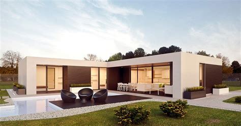 Casas modernas de una planta con piscina - Construimos Tu Hogar