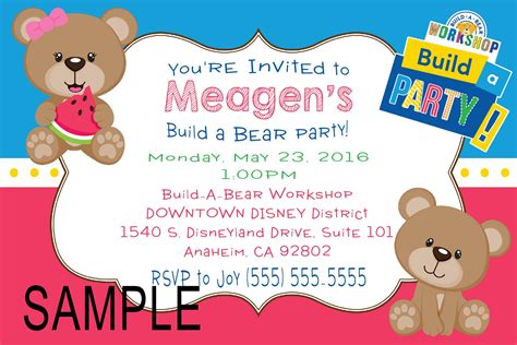 Build a Bear Birthday Invitation. Click on the image twice to place ...