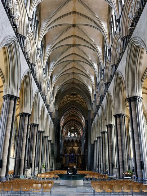 Photographs of Salisbury Cathedral, Wiltshire, England: Nave, looking east