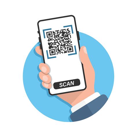 QR code scan illustration in flat style. Mobile phone scanning vector illustration on isolated ...