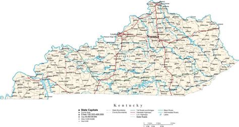 Kentucky State Map in Fit-Together Style to match other states