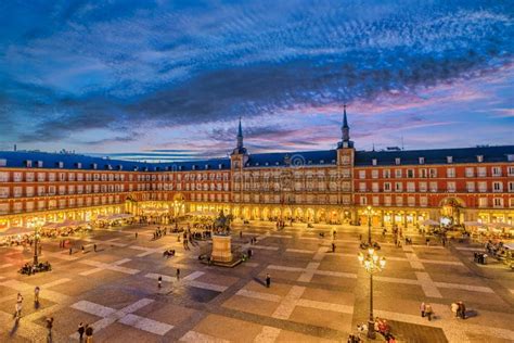 Madrid Spain, Night at Plaza Mayor Editorial Photo - Image of famous ...