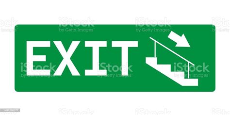 Printable Isolated Illustration Of Green Rectangle Square Exit Sign ...