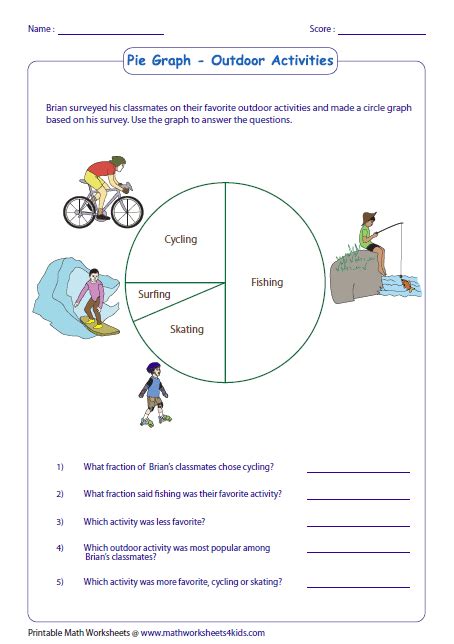 Free Worksheets » Circle Graph Fractions - Free Math Worksheets for Kidergarten and Preschool ...