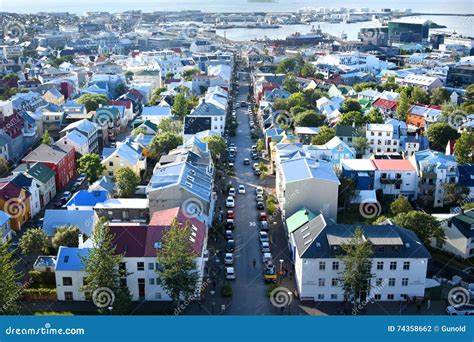 Reykjavik panorama editorial photography. Image of overview - 74358662