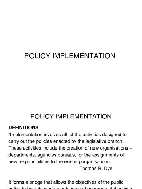 Policy Implementation | PDF | Implementation | Policy