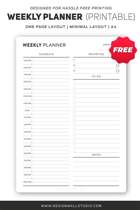 Weekly Planner| Printable | A4 | Free Download