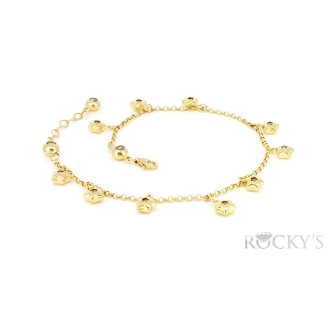 Yellow Gold Anklet With Star Design