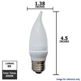 GE 76453 2w LED 120v Frosted Flame E12 2900K Candelabra Bent Tip Bulb – BulbAmerica