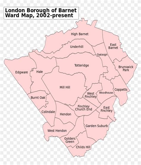 Barnet Wards Map - Map Of Borough Of Barnet Clipart (#4745090) - PikPng