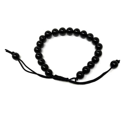 Natural Stone Beads Thread Black Obsidian Bracelet at Rs 160/piece ...