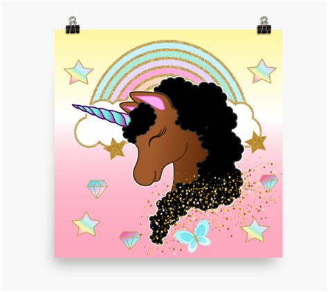 Afro Unicorn Poster - Afro Unicorn, HD Png Download - kindpng