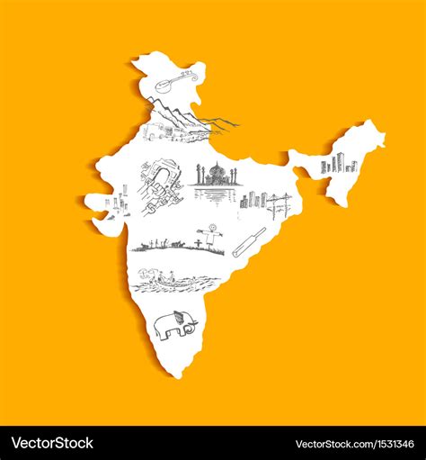 Indian map Royalty Free Vector Image - VectorStock