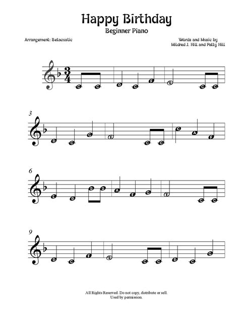 Happy Birthday (BEGINNER Sheet Music) Beginner Violin Sheet Music, Piano Sheet Music Pdf, Easy ...