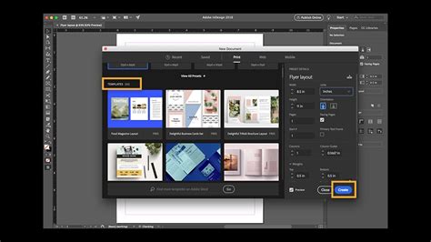 Create a new document in InDesign