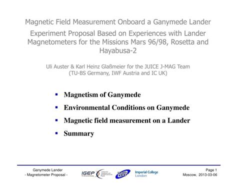 PPT - Magnetism of Ganymede Environmental Conditions on Ganymede ...