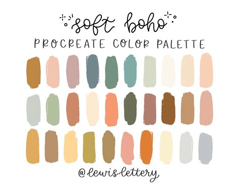 Boho Digital Color Palette Color Chart Goodnotes Tool ...