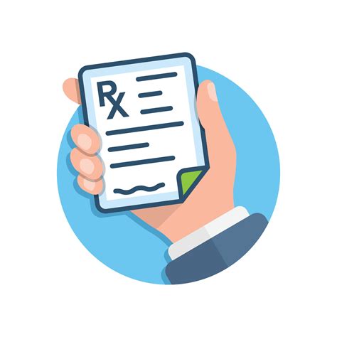 Medical prescription pad in hand illustration in flat style. Rx form ...