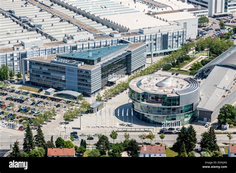 Aerial view, corporate headquarters of Audi AG at the main plant ...